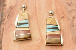 Calvin Begay Genuine Picture Jasper Sterling Silver Earrings